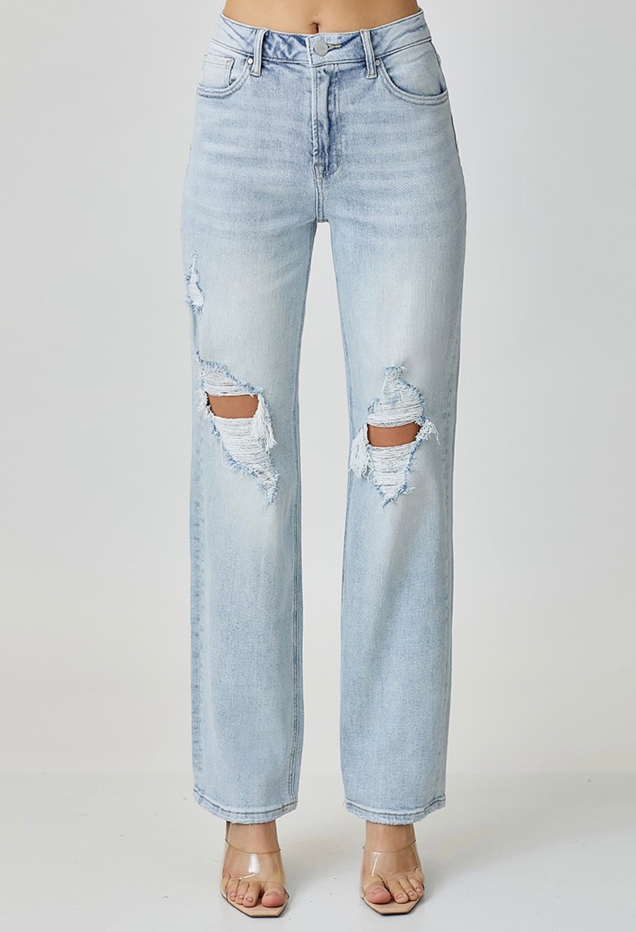 New! Risen High outlet Rise Straight Distressed Jeans