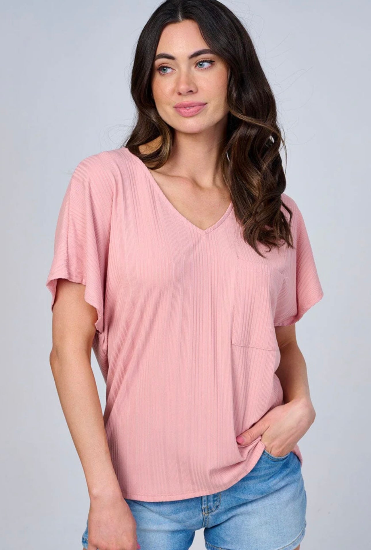 Kayla Mauve Ribbed Blouse