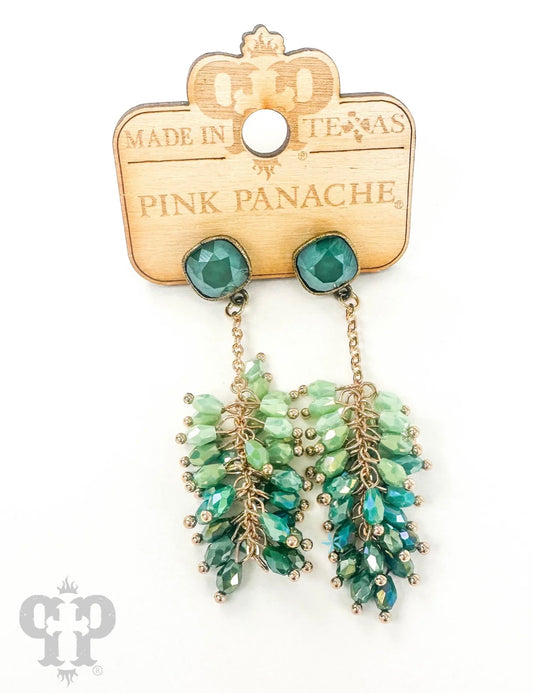 Pink Panache Green Bead Earrings