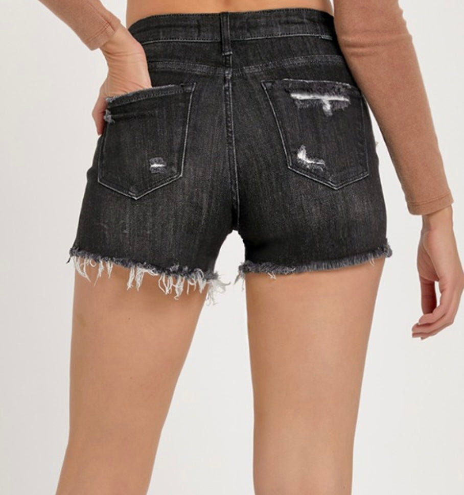 Risen Black Denim Shorts