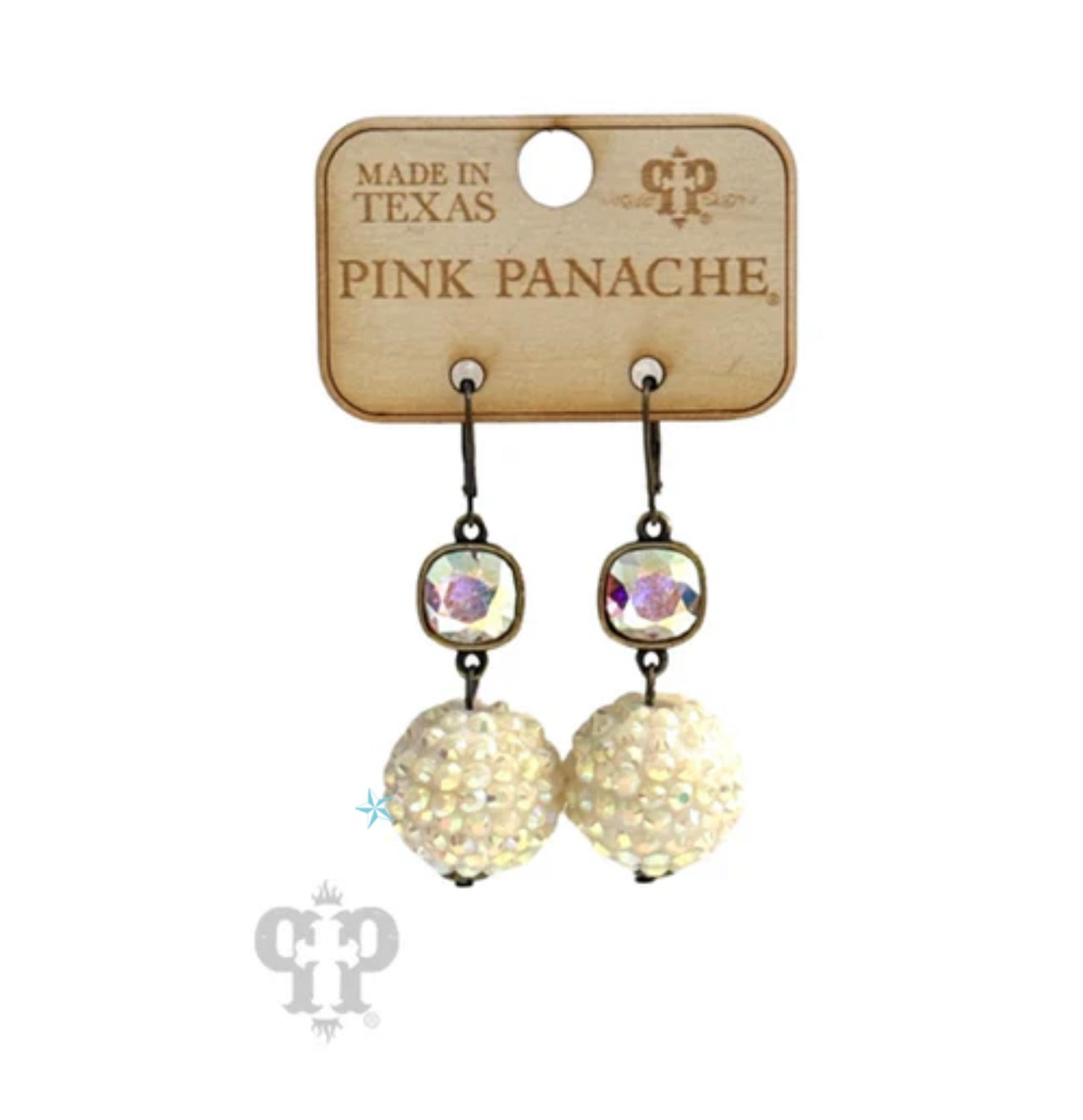 Pink Panache Ivory Crystal Ball Earrings