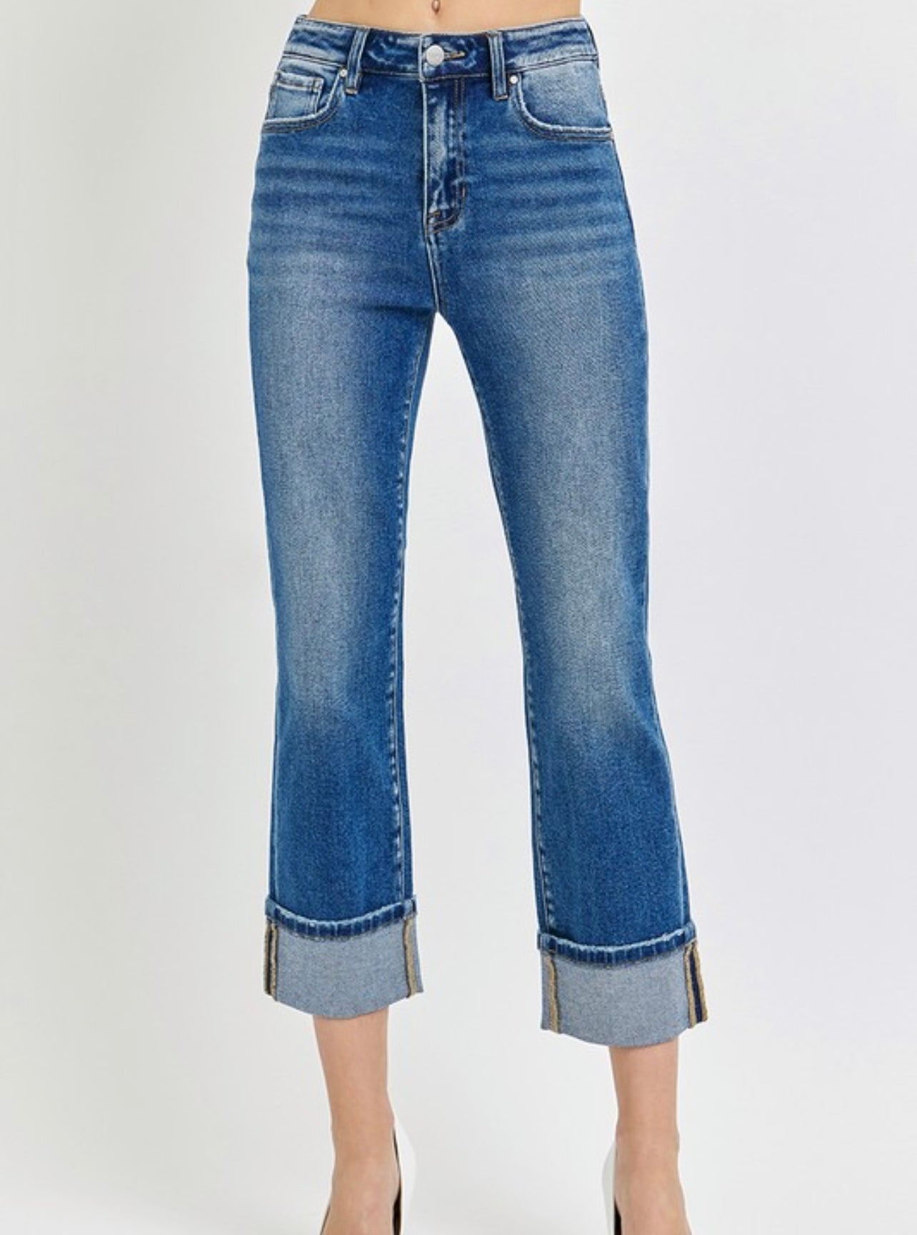 Risen Cuffed Straight Jeans