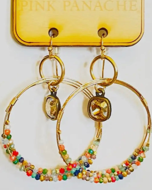 Beaded Multicolor Circle Earrings