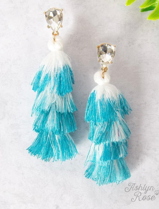 Aqua Tassel Earrings