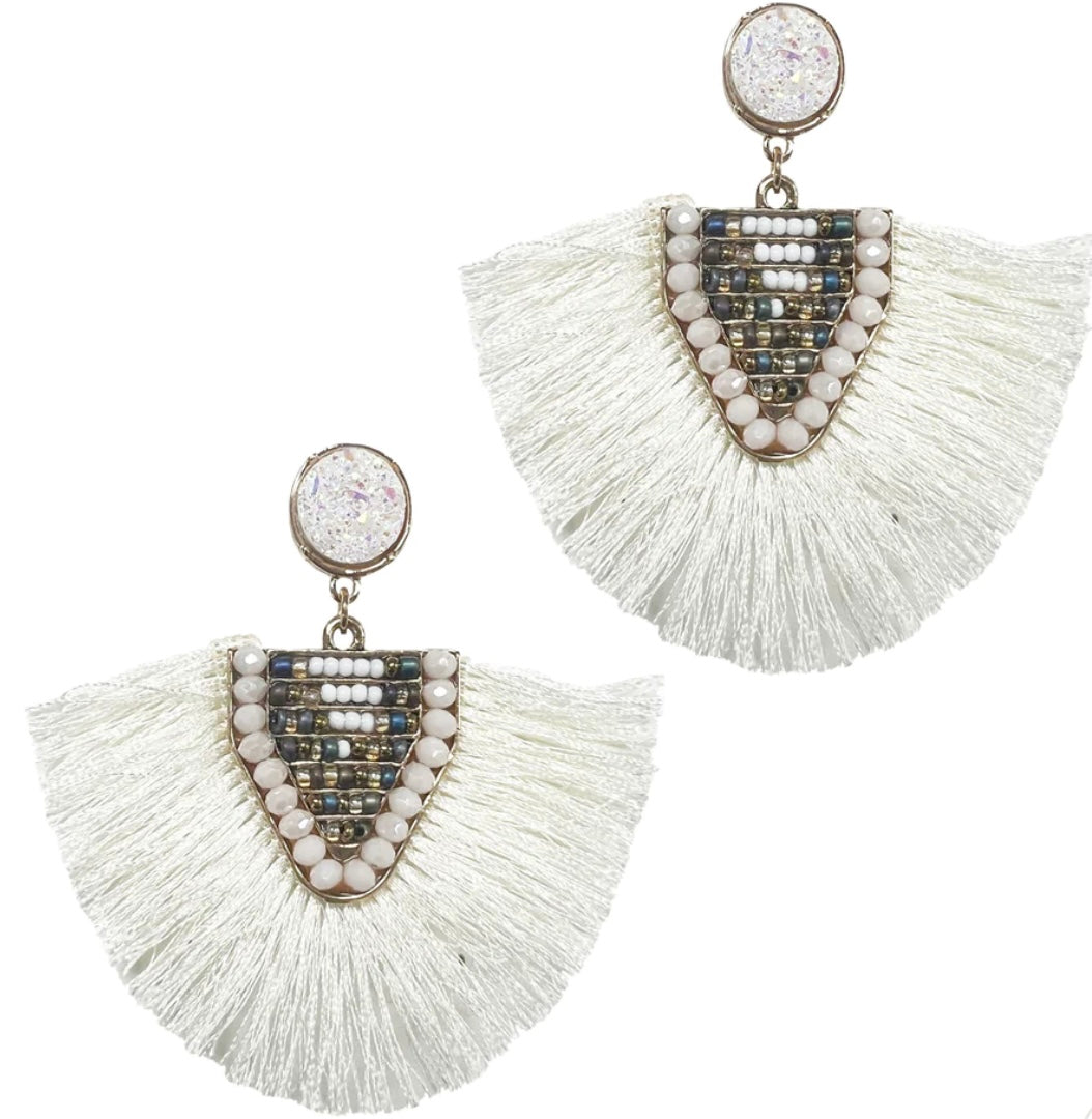 Fan Out Cream Earrings